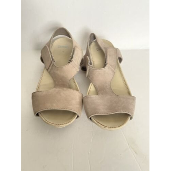 CAMPER •40/ 9• Nubuck Leather Micro Wedge T-Strap Sandals $160 Pastel Gray Grey - Picture 6 of 11